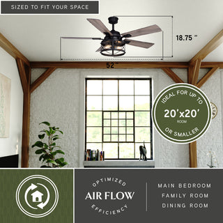 Elburn 52" Ceiling Fan Black