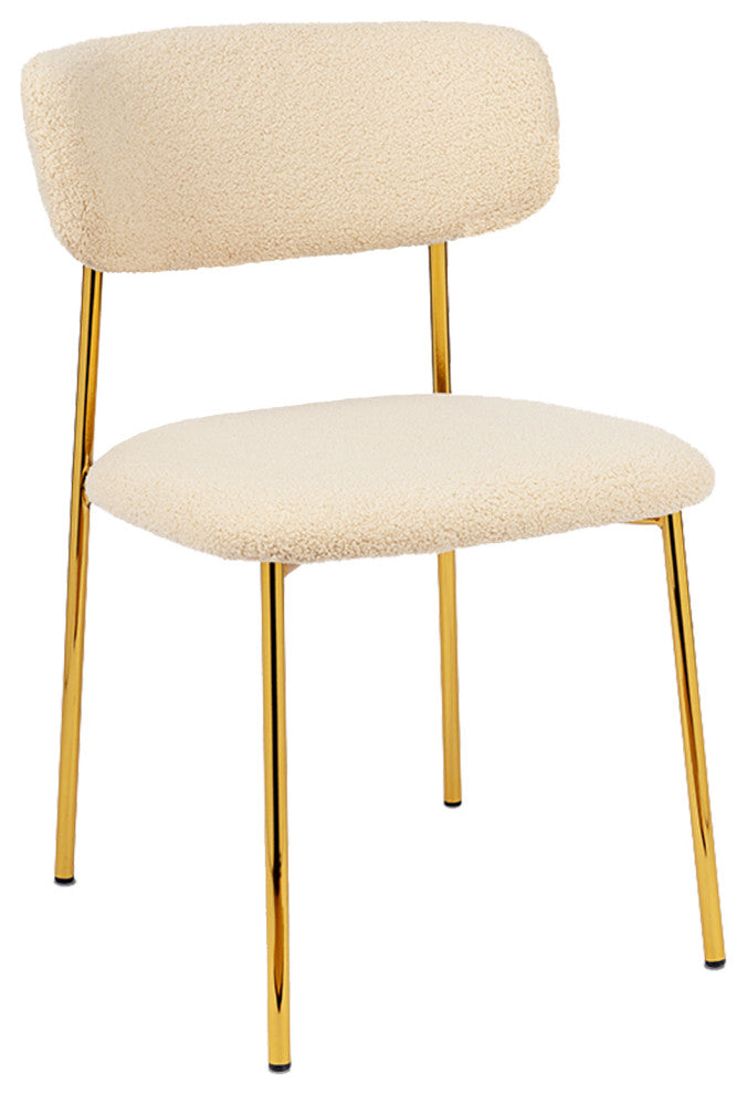 Set of 2 Sherpa Golden Frame Side Chairs, Khaki