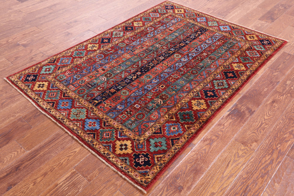 4' 1" X 5' 9" Persian Gabbeh Shall Handmade Rug Q11152