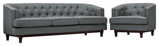 Modway Coast Living Room Set, Set of 2, Gray