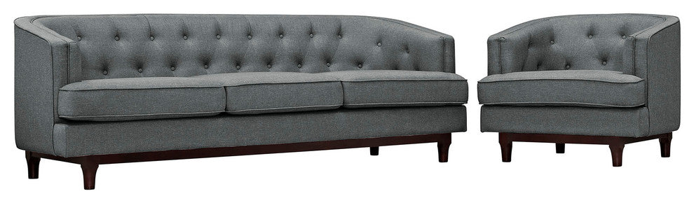 Modway Coast Living Room Set, Set of 2, Gray