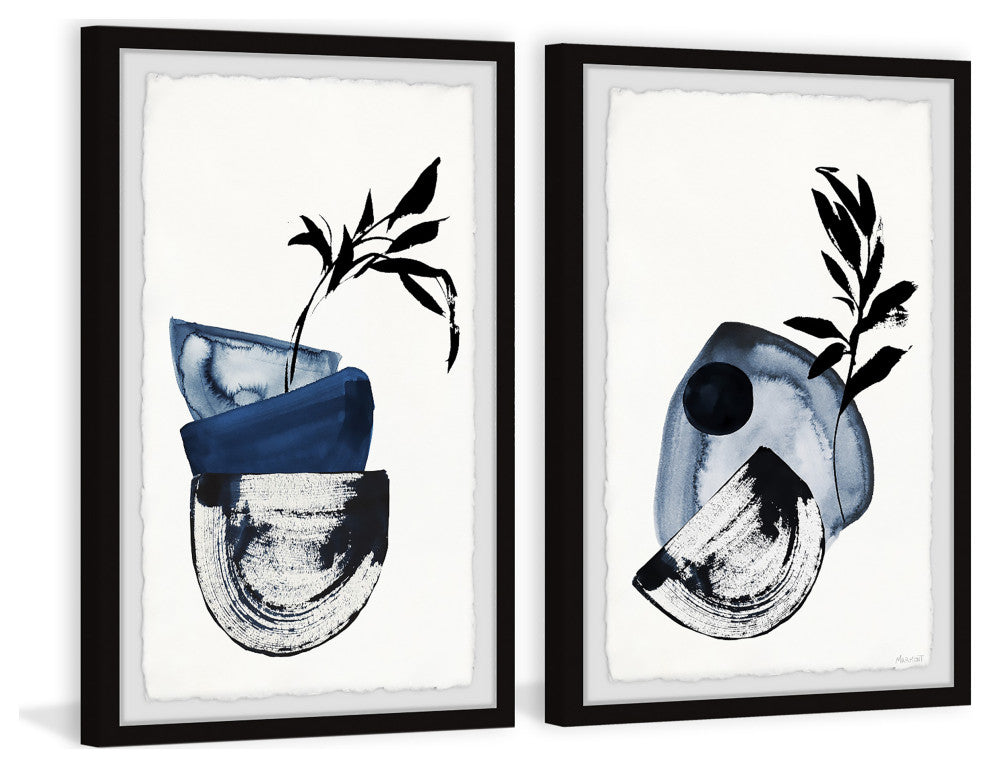 Blue Vase Centerpiece Diptych, 2-Piece Set, 8x12 Panels