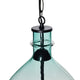 Wavy Hammered Hand Blown Glass Pendant Light, Black, 16", Green Glass