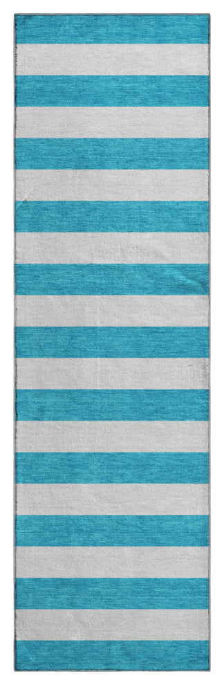 Premium Machine Washable Mayfield AMF528 Teal 2'3" x 7'6" Runner Rug