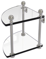 Mambo 2 Tier Corner Glass Shelf, Satin Nickel