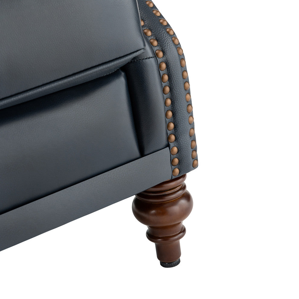 33" Wide Genuine Leather Armchair, Navy