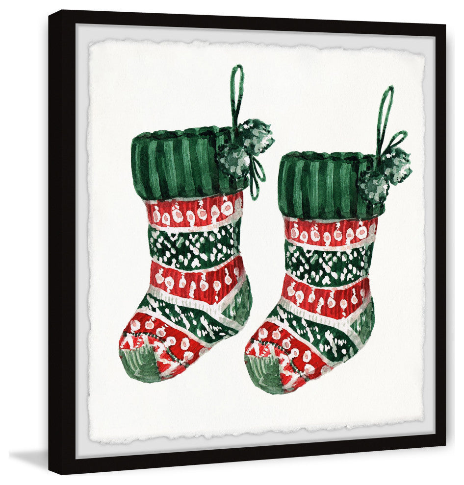 "Hang Your Stockings" Framed Painting Print, 32x32