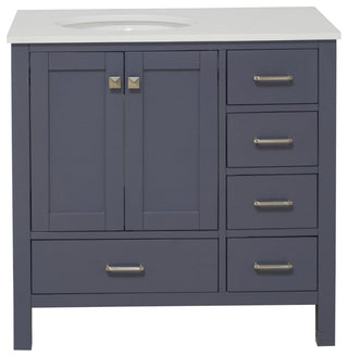 Horizon 36" Bathroom Vanity, Marine Gray, Engineered White