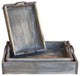 Set of Three Dark Brown Wooden Trays