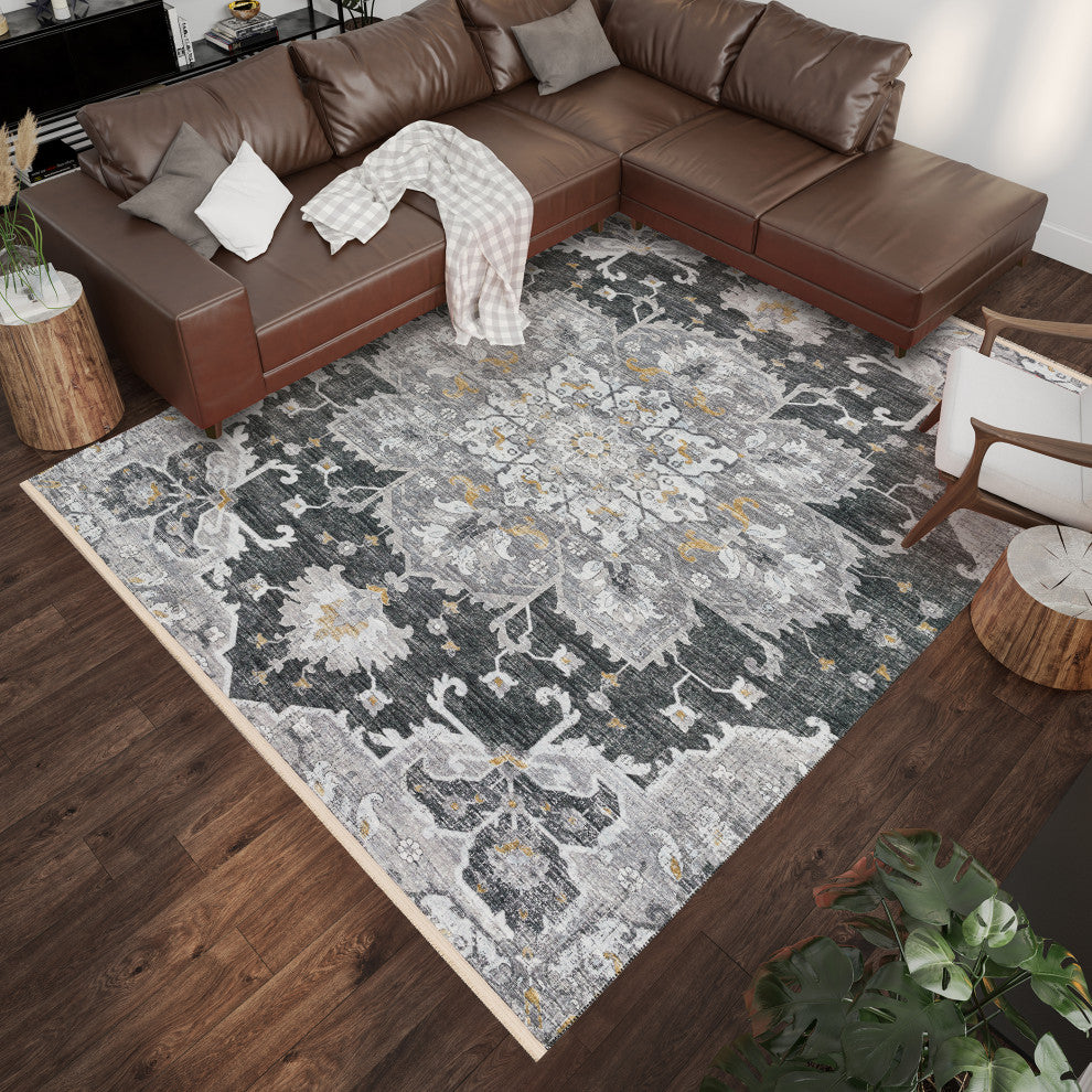 Indoor/Outdoor Marbella MB3 Midnight Machine Washable 10' x 14' Rug
