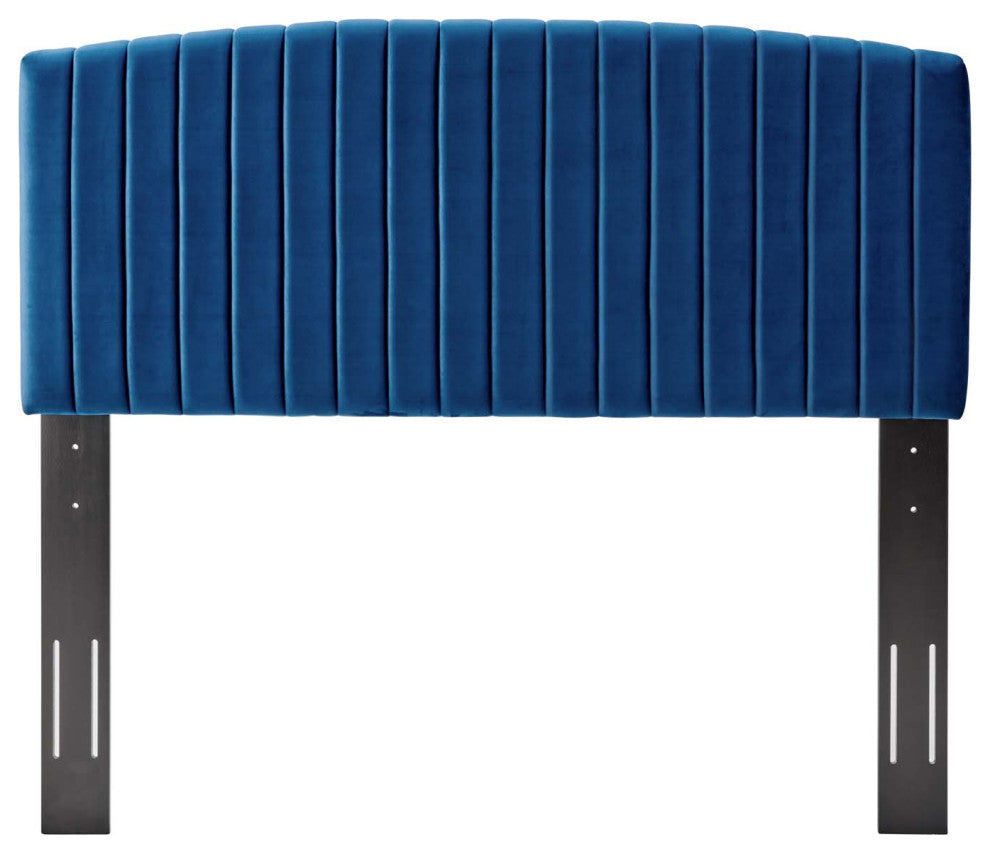 Headboard, Full Queen Size, Velvet, Blue Navy, Modern Contemporary, Bedroom