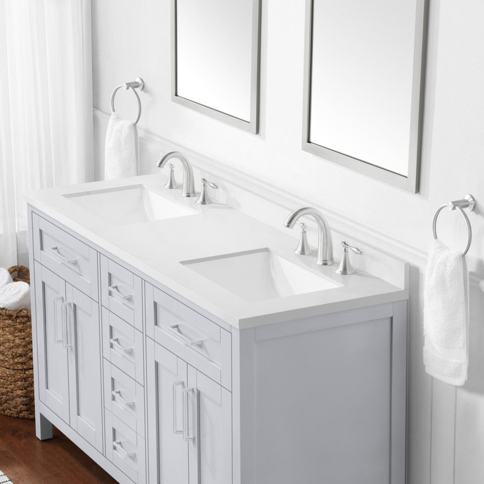 Ove Decors Tahoe III 60" Double Sink Vanity, Dove Gray, Metal Mirrors