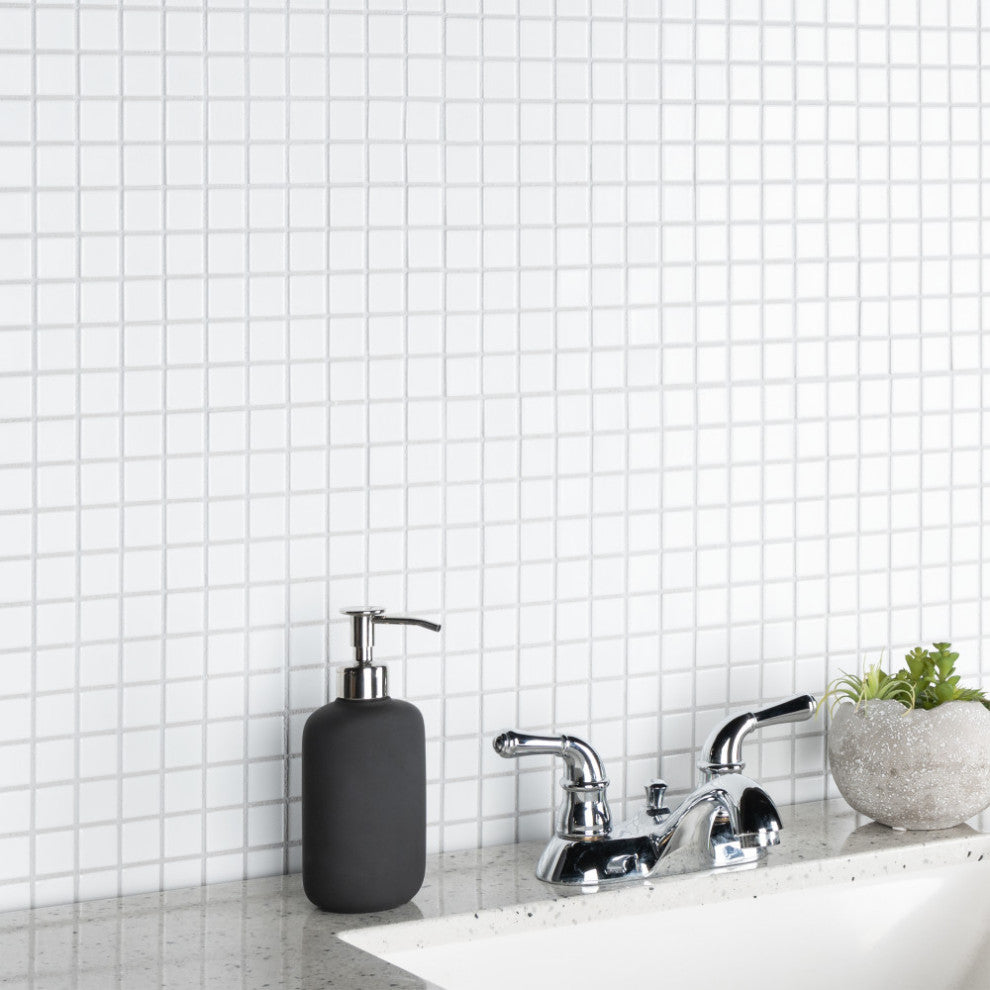Metro 1" Square Matte White Porcelain Floor and Wall Tile