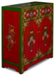 Hand Painted Red and Green Peony Motif Tibetan Chest