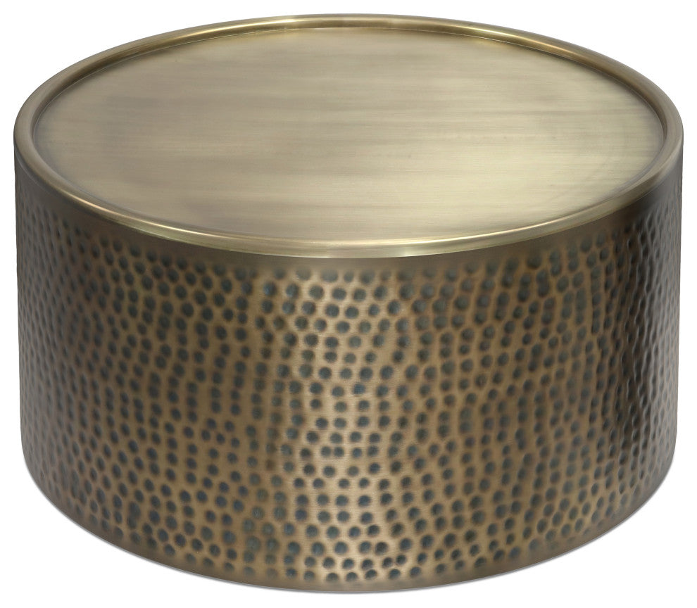 Corbin Metal Coffee Table, Hammered Antique Gold