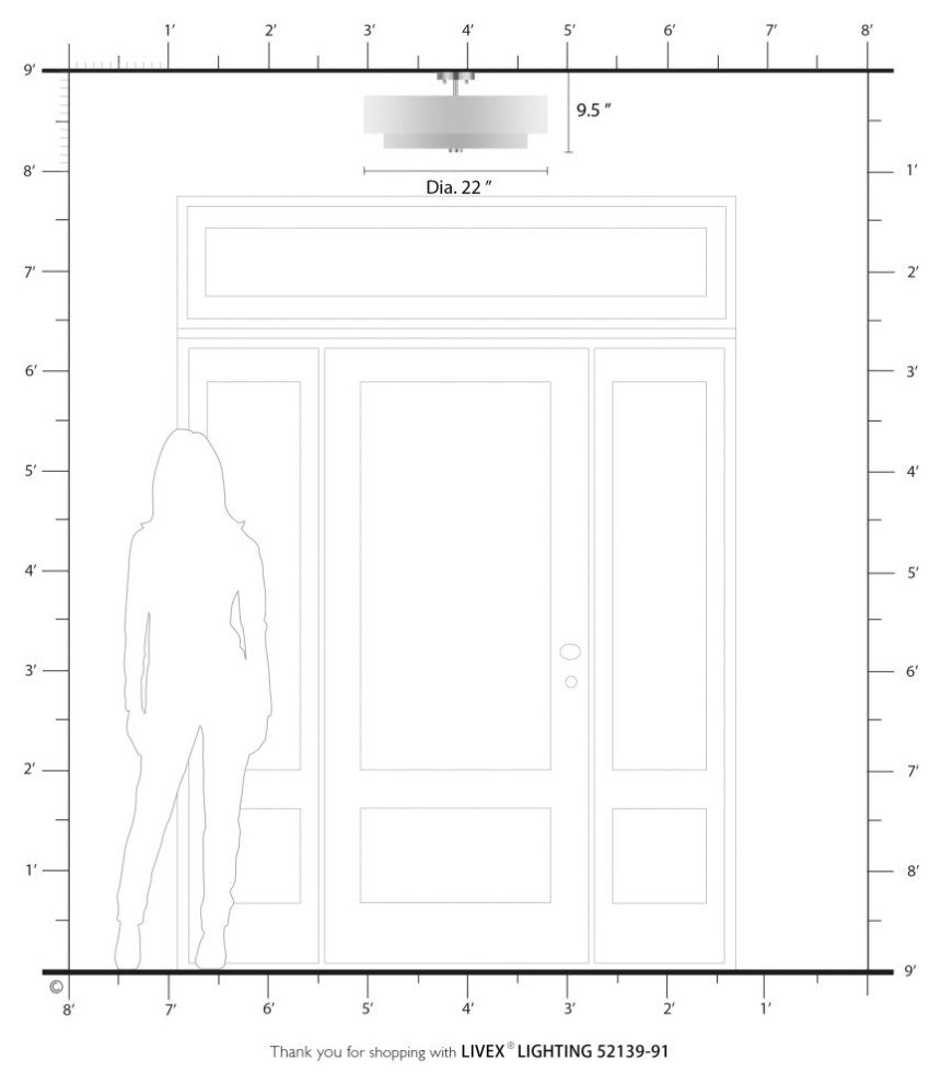 Meridian 5 Light Brushed Nickel Semi-Flush