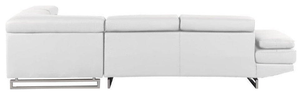 Brooklyn White Leather Air Sectional Right Arm Facing