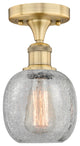 Belfast-1 Light 6" Flush Mount-Brushed Brass, Clear Crackle Glass Shade
