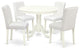 5Pc Round 42" Dinette Table, Four Parson Chair, Pu Leather Color White