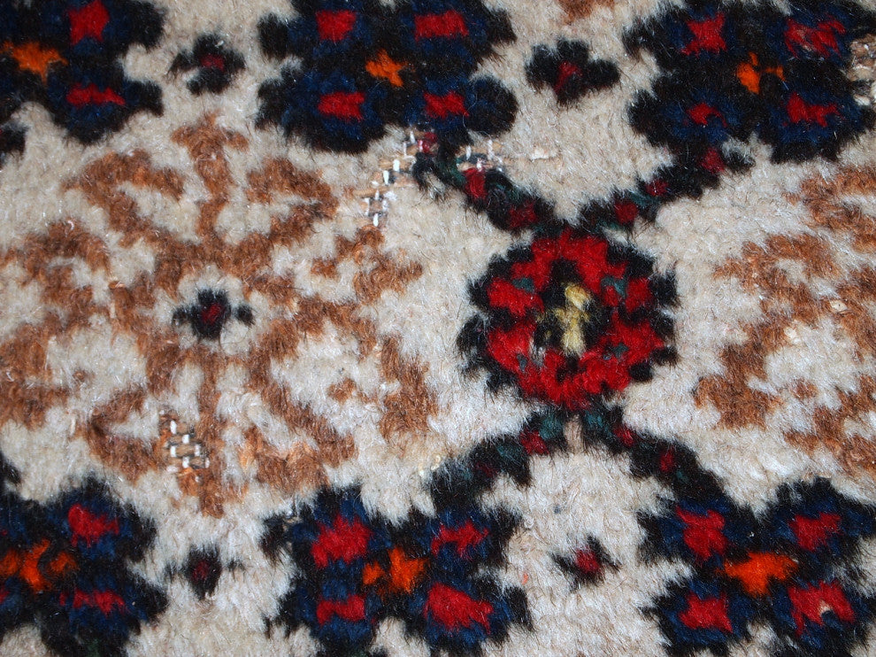 Handmade vintage Persian Hamadan runner 2.6' x 6.8' ( 80cm x 207cm ) 1960s