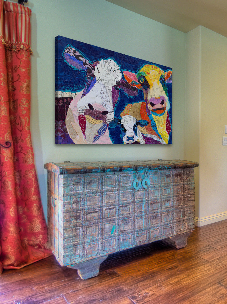 "Trois Vache" Painting Print on Wrapped Canvas, 36x24
