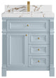 Paris 30" Single Sink Bathroom Vanity, Blue Heather 2" Viola Brown