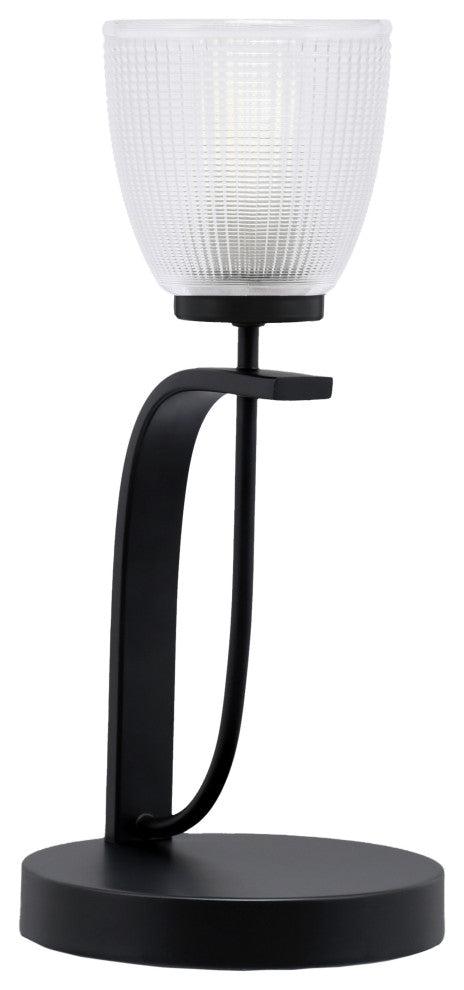 Cavella 1 Light Accent Lamp, Matte Black Finish, 5" Clear Ribbed Glass