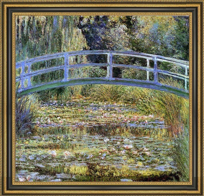 Claude Oscar Monet a WaterLily Pond Framed Premium Canvas Print, 20"x20"