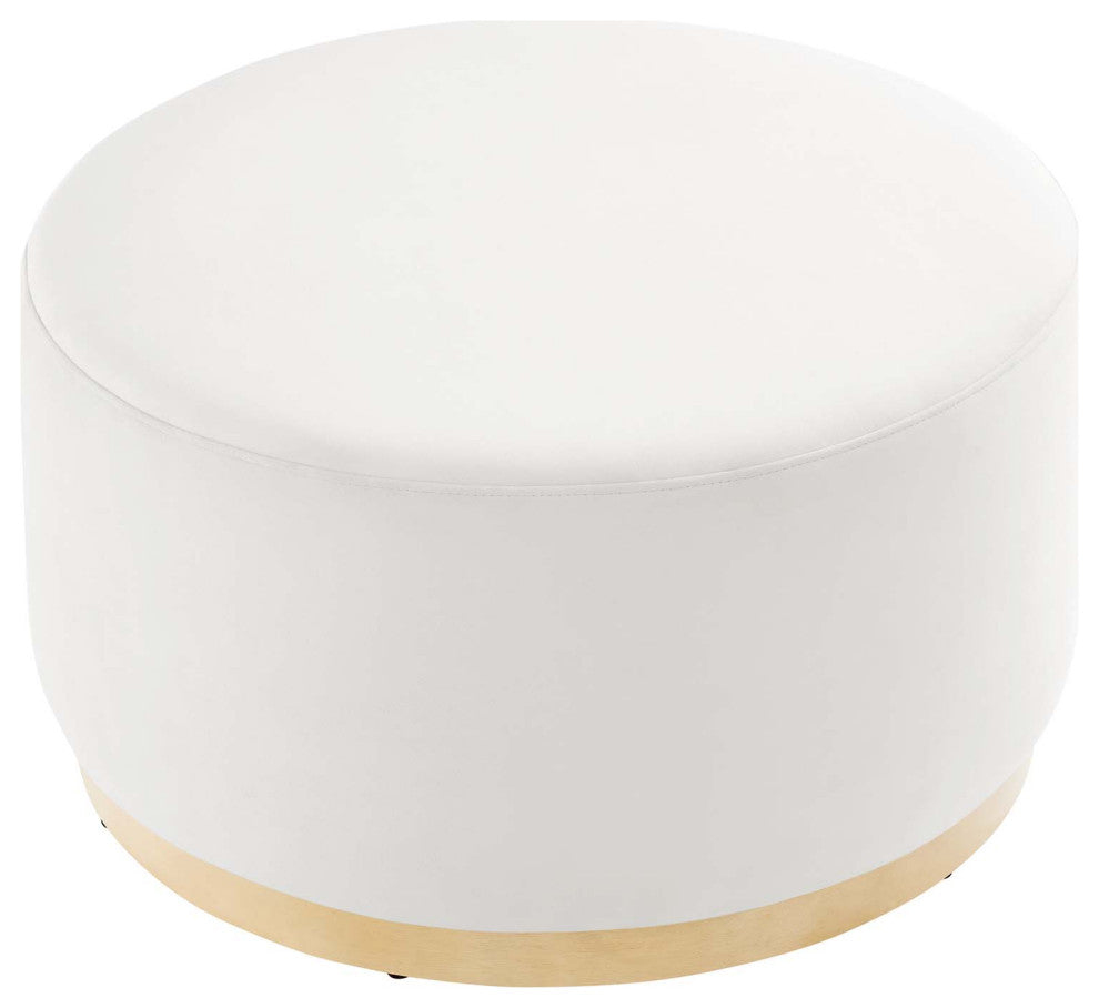 Tilden Large 29" Round Performance Velvet Upholstered Ottoman