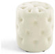 Tufted Accent Chair Ottoman, Round, Velvet, Ivory White, Modern, Lounge