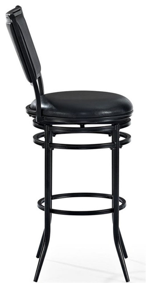 Crosley Rachel 30" Faux Leather Upholstered Swivel Bar Stool in Black
