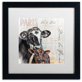 'Dans la Ferme Cow' Art, 16x16, Black Frame, White Mat