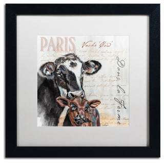 'Dans la Ferme Cow' Art, 16x16, Black Frame, White Mat