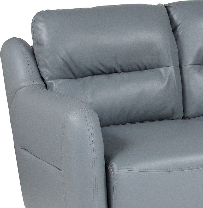 Newton Hill Upholstered Bustle Back Sofa in Gray Leather