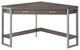 Contemporary Corner Desk, Large Drawer & Lower Open Shelf, Dark Taupe/Silver