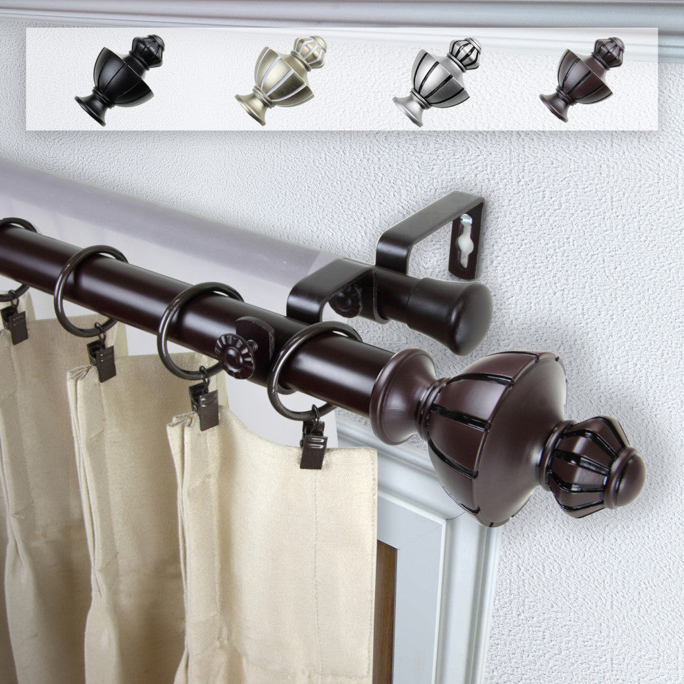 Jacob 1" Double Curtain Rod, Mahogany, 28-48"