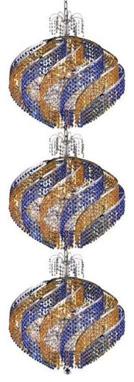 Elegant Spiral Foyer Hall Light, Chrome Finish With Royal Cut Crystal