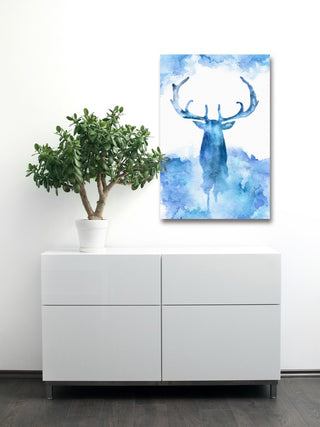 "Blue Moose" Painting Print on Wrapped Canvas