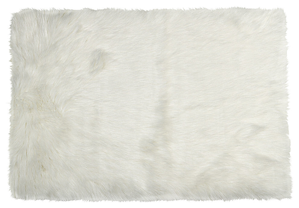 Hudson Faux Sheepskin Rug, Off-White, 5'x8'