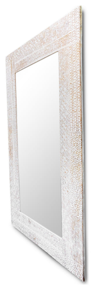 Large White Umbuka Carved Mirror