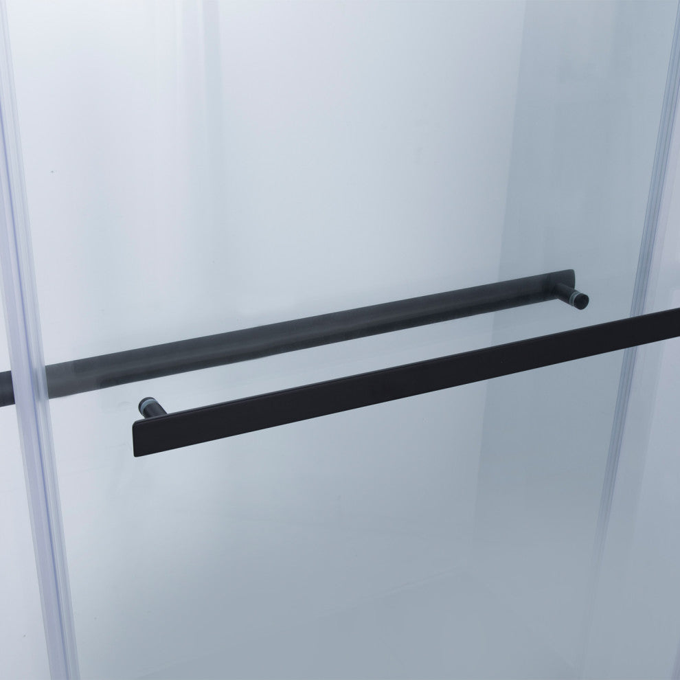 Spezia Double Sliding Frameless Shower Door, Matt Black, 60" W X 76" H