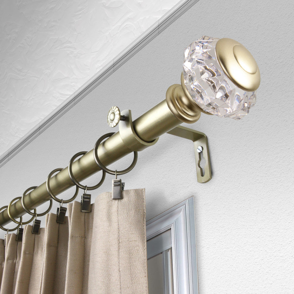 Lyla 1" Diameter Curtain Rod, Gold, 160-240"