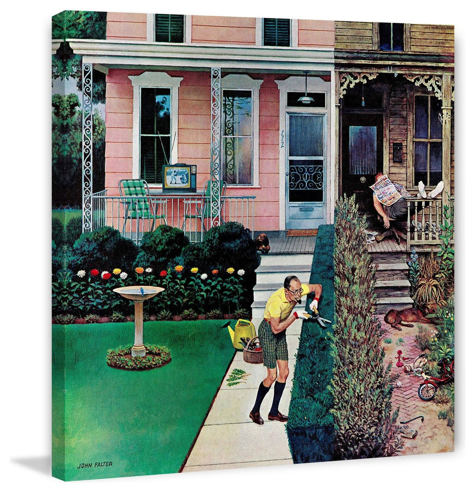 "Tidy and Sloppy Neighbors" Print on Canvas by John Falter
