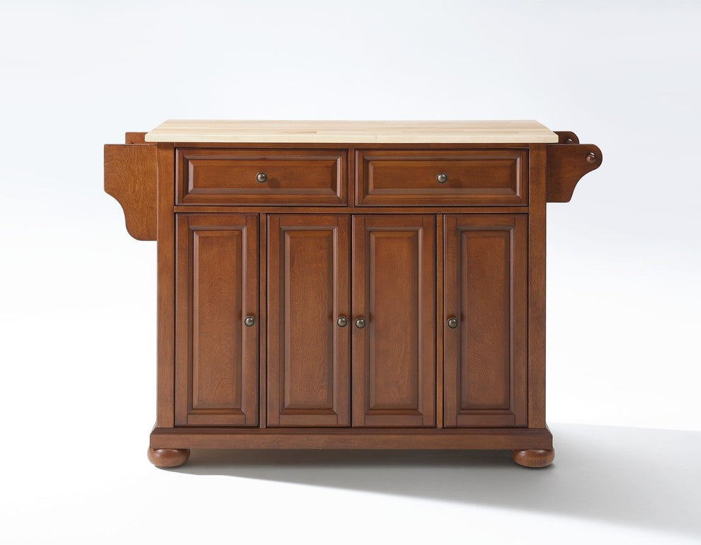Crosley Furniture Alexandria Natural Wood Top Kitchen Island in Cherry