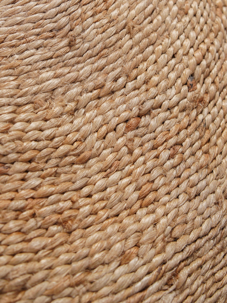 Hand Woven Jute Area Rug Oriental Beige J00001, [Round] 4'x4'