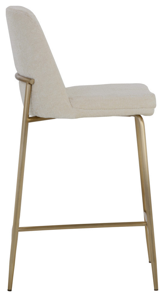 Zeke Counter Stool Antique Brass Bergen Ivory