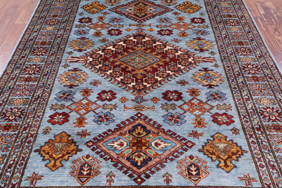 4' 11" X 6' 10" Super Kazak Hand-Knotted Wool Rug Q10919