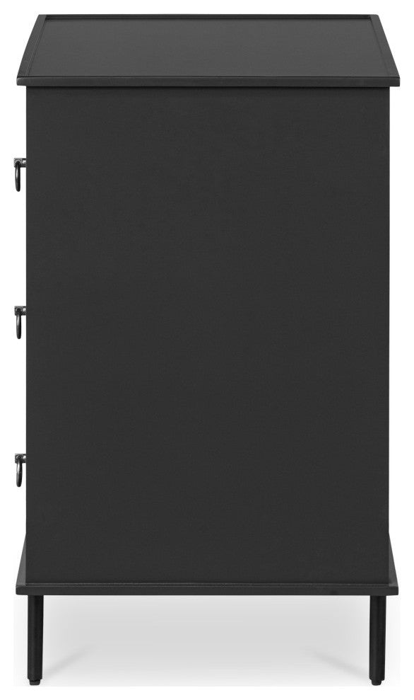 Reagan 3 Drawer Nightstand Black