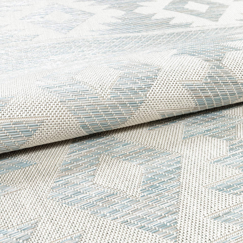 Portland Sisal Prados Southwestern Blue 7'10"x10'6" Flatweave Area Rug