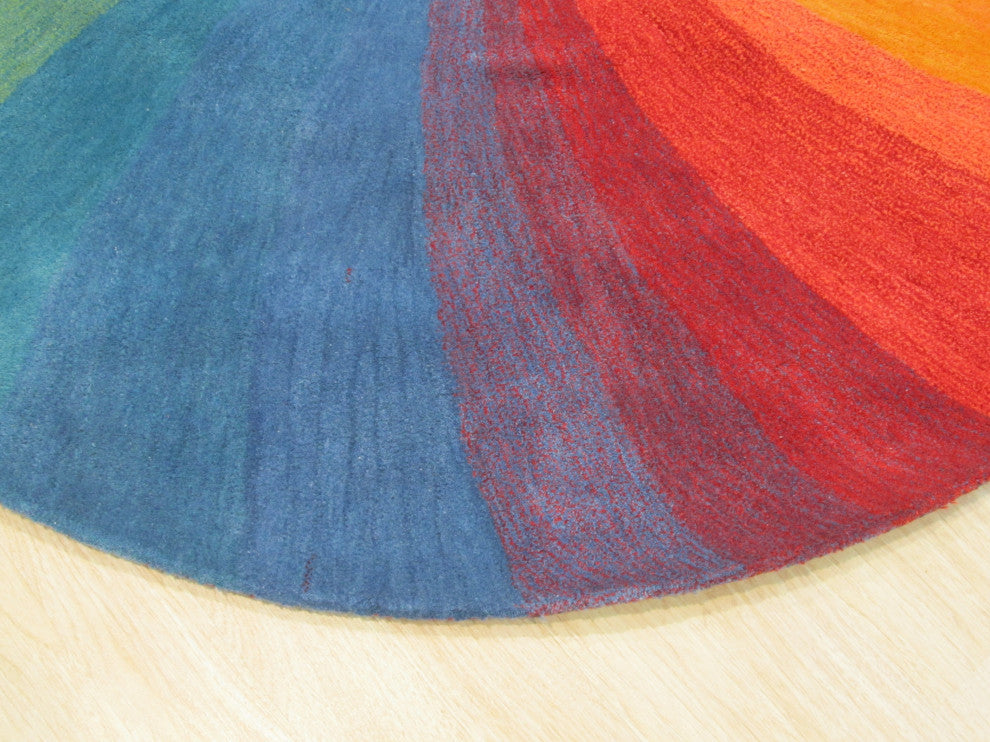 Hand-Tufted Wool Lollipop Contemporary Abstract Swirl Rug, 4' Round